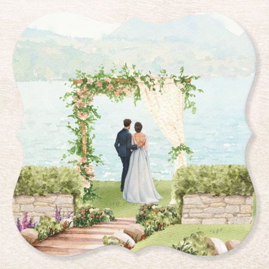 Elegante Botanische Waterverf Onderzetter (Voorkant)