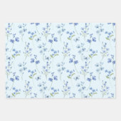 Elegante botanische waterverf pastelblauwe bloemmo inpakpapier vel (Voorkant 2)