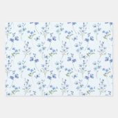 Elegante botanische waterverf pastelblauwe bloemmo inpakpapier vel (Voorkant)