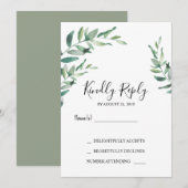 Elegante botanische waterverf verlaat Bruiloft RSV Kaart (Voorkant / Achterkant)