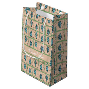 Elegante botanische waterverfbladeren naam klein cadeauzakje