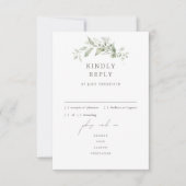 Elegante Botanische Wedding Menu RSVP Response Kaa (Voorkant)