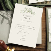 Elegante Botanische Wedding Menu RSVP Response Kaa