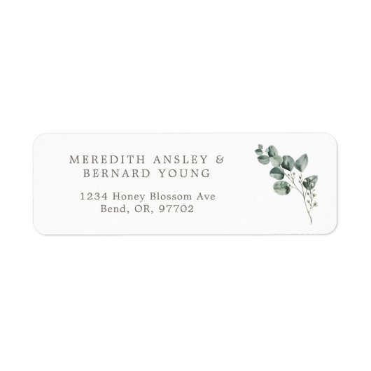 Elegante Botanische Wedding Retour Adres Label (Voorkant)