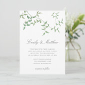 Elegante  botanische wijnstok bruiloft kaart (Staand voorkant)