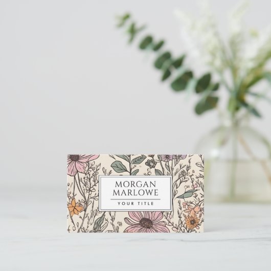 Elegante Botanische Wildbloem Botanische Bloemen Visitekaartje (Staand voorkant)