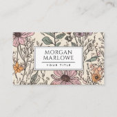 Elegante Botanische Wildbloem Botanische Bloemen Visitekaartje (Voorkant)