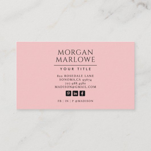 Elegante Botanische Wildbloem Botanische Bloemen Visitekaartje (Achterkant)