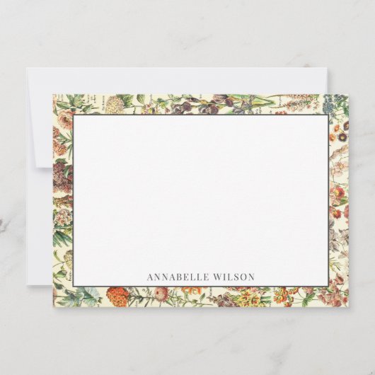 Elegante Botanische Wildbloem Floral gepersonalise Notitiekaartje (Voorkant)