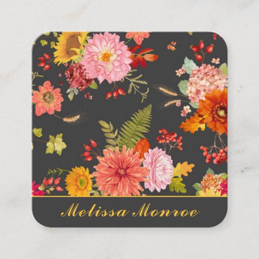 Elegante  Botanische Wildbloemen Kleurrijk Vierkante Visitekaartje (Voorkant)