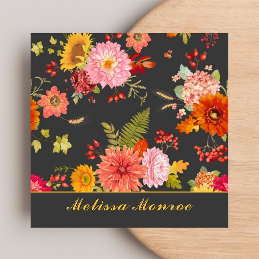 Elegante  Botanische Wildbloemen Kleurrijk Vierkante Visitekaartje