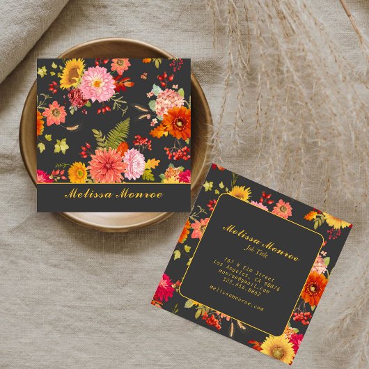 Elegante Botanische Wildbloemen Kleurrijk Vierkante Visitekaartje