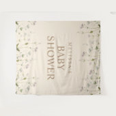 Elegante botanische wilde bloem baby shower achter wandkleed (Voorkant (horizontaal))