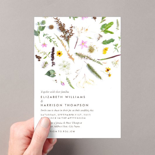 Elegante Botanische Wilde Bloem Bruiloft Acryl Uitnodigingen (Insitu (Draagbaar))