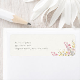 Elegante Botanische Wilde Bloem Bruiloft Etiket