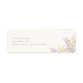 Elegante Botanische Wilde Bloem Bruiloft Etiket (Voorkant)