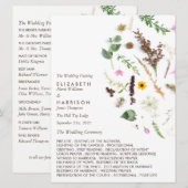 Elegante Botanische Wilde Bloem Bruiloft Programmakaart (Voorkant / Achterkant)