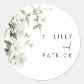 Elegante Botanische Wilde Bloem Bruiloft Ronde Sticker (Voorkant)