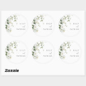 Elegante Botanische Wilde Bloem Bruiloft Ronde Sticker (Vel)