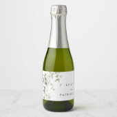 Elegante Botanische Wilde Bloem Bruiloft Sparkling Wijnetiket (Voorkant)