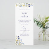 Elegante botanische wilde bloem Script Wedding Pro Programmakaart (Staand voorkant)