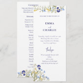 Elegante botanische wilde bloem Script Wedding Pro Programmakaart (Voorkant / Achterkant)