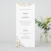 Elegante botanische wilde bloem Script Wedding Programmakaart (Staand voorkant)