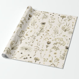 Elegante botanische  wilde bloemen beige cadeaupapier