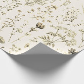 Elegante botanische wilde bloemen beige cadeaupapier (Hoek)