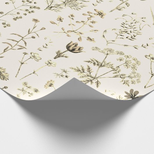 Elegante botanische wilde bloemen beige cadeaupapier (Hoek)
