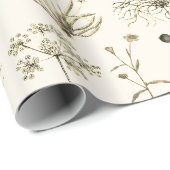Elegante botanische wilde bloemen beige cadeaupapier (Rol Hoek)