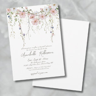 Elegante botanische wilde bloemen bruids douche kaart