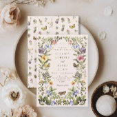 Elegante  botanische wilde bloemen bruiloft kaart