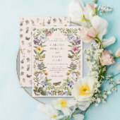 Elegante  botanische wilde bloemen bruiloft kaart