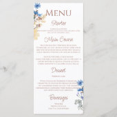 Elegante Botanische Wilde Bloemen Bruiloft Menu (Voorkant)