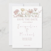 Elegante botanische wilde bloemen foto opslaan de kaart (Voorkant)