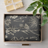 Elegante Botanische  Wildflowers Beige Black Tissuepapier (Geschenk)