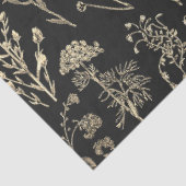 Elegante Botanische  Wildflowers Beige Black Tissuepapier (Detail)