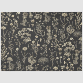 Elegante Botanische  Wildflowers Beige Black Tissuepapier