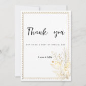 Elegante botanische witgouden bloem Bedankt Kaart (Voorkant)