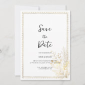 Elegante botanische witgouden bloem Save the Date Kaart (Voorkant)
