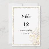 Elegante botanische witgouden bloemen Tafelnummers (Voorkant)