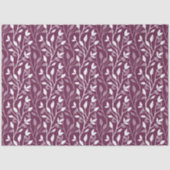Elegante botanische witte blad silhouet op pruim tissuepapier (Voorkant)
