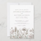 Elegante Botanische Witte Bloemige Boho Bruiloft Kaart (Voorkant)