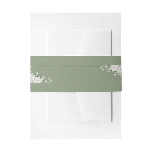 Elegante botanische wrap | Saliegroene tailleband Uitnodigingen Wikkel (Voorkant Voorbeeld)