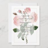 Elegante Botanische Zachte Roze Bloemen Script Wed Kaart (Voorkant)
