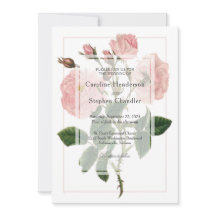 Elegante Botanische Zachte Roze Bloemen Script Wed