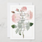Elegante Botanische Zachte Roze Roze Huwelijk Kaart (Voorkant)