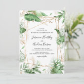 Elegante botanische zomer gebladerte & gouden brui kaart (Staand voorkant)