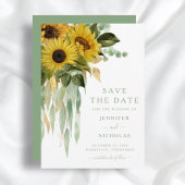 Elegante botanische zonnebloemen save the date